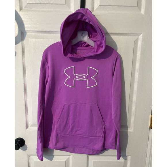 Women's UNDER ARMOUR Purple‎ Embroidered Hoodie Pouch Pocket Long Sleeve Small - Picture 1 of 11